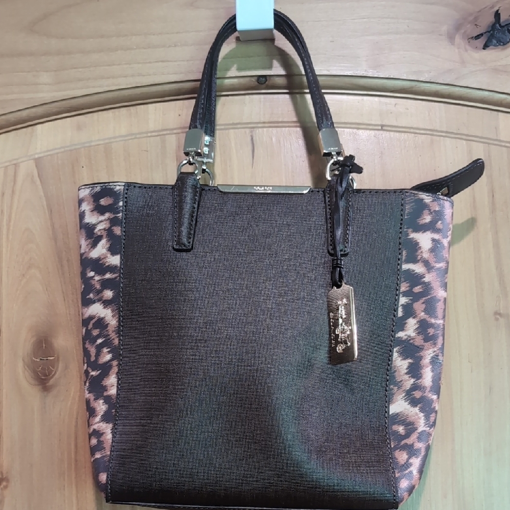 Coach Brown and leopard mini Tote Bag
